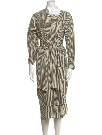Pre-owned Loewe Striped Midi Length Dress In Neutral
