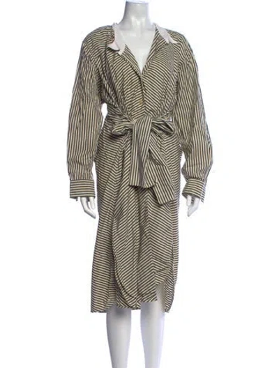 Pre-owned Loewe Striped Midi Length Dress In Neutrals