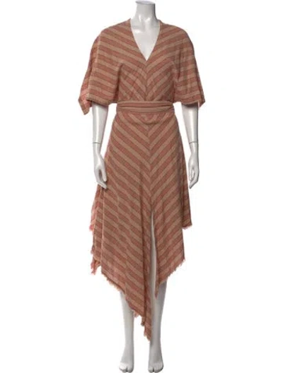 Pre-owned Loewe Striped Midi Length Dress In Pink