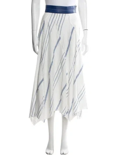 Pre-owned Loewe Striped Midi Length Skirt In White