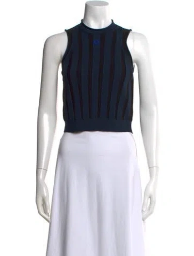 Pre-owned Loewe Striped Mock Neck Crop Top In Black