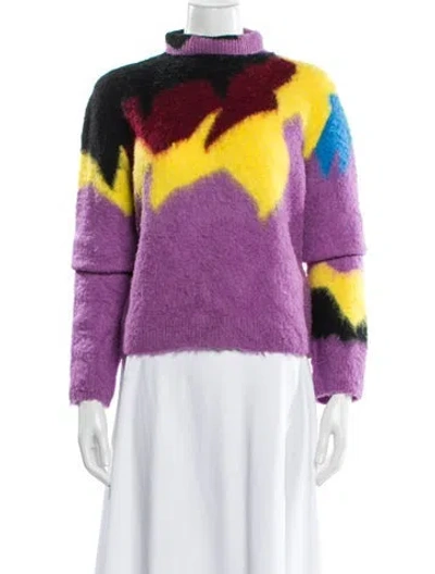 Pre-owned Loewe Striped Mock Neck Sweater In Purple