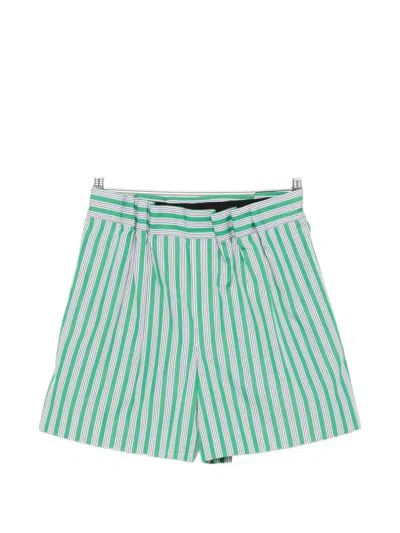 Loewe Striped Pleated Shorts In Green