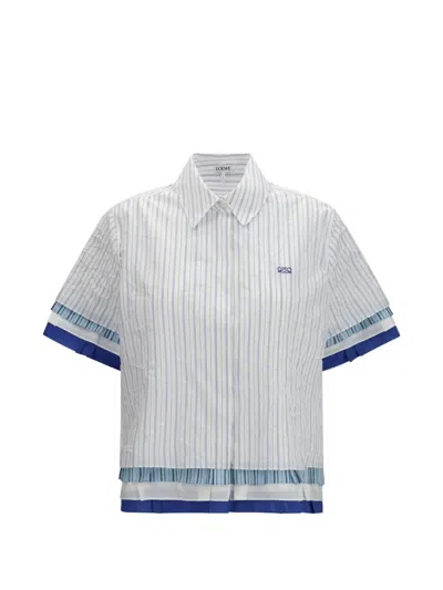 Loewe Womens White/multicolor Layered Striped Cotton-blend Shirt