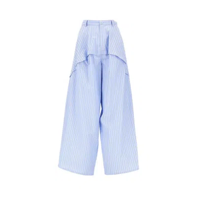 Loewe Striped Poplin Wide Pants In Blue