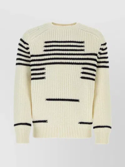 LOEWE STRIPED RIBBED CREWNECK SWEATER