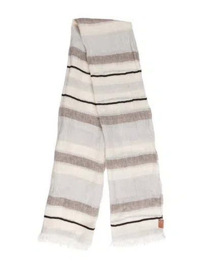 Pre-owned Loewe Striped Scarf In Gray