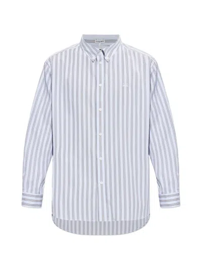 Loewe Striped Cotton-poplin Shirt In Blue