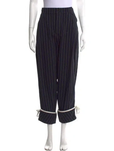 Pre-owned Loewe Striped Straight Leg Pants In Black