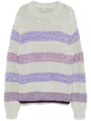 Loewe Striped Wool-blend Sweater In Grey