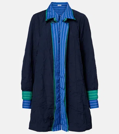 Loewe Striped Technical Cotton-blend Shirt Dress In Blue