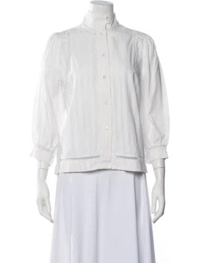 Pre-owned Loewe Striped Three-quarter Sleeve Blouse In Neutrals