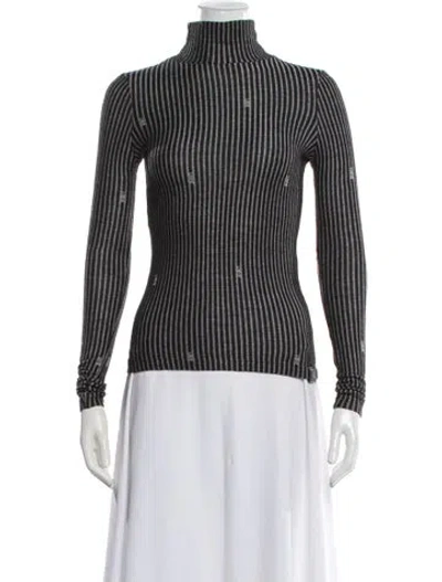 Pre-owned Loewe Striped Turtleneck Sweater In Black
