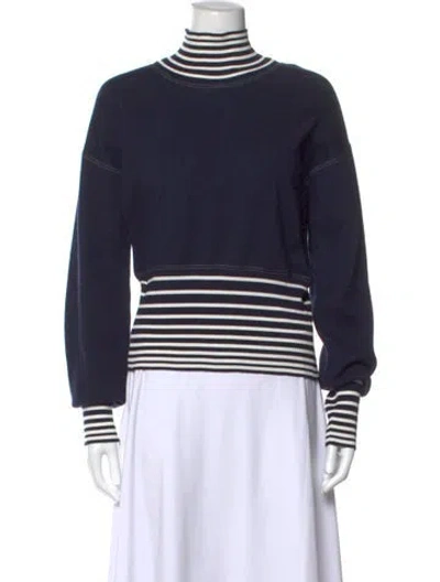 Pre-owned Loewe Striped Turtleneck Sweater In Blue