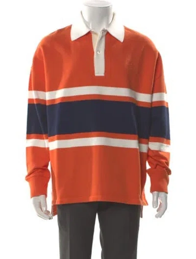 Pre-owned Loewe Striped V-neck Polo Shirt W/ Tags In Orange