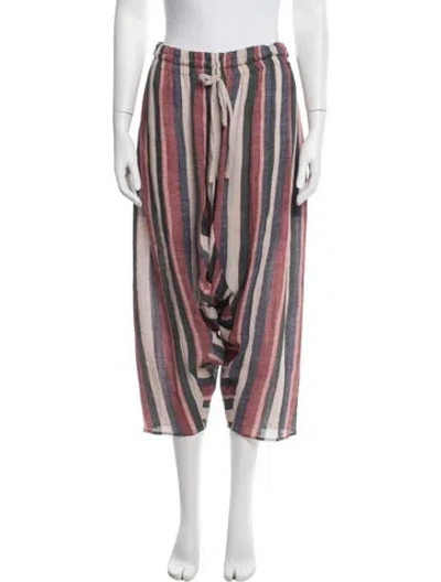 Pre-owned Loewe Striped Wide Leg Pants In Red