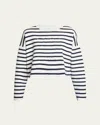 Loewe Striped Wool-blend Sweater With Anagram Detail In Off White Navy
