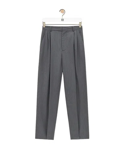 Loewe Striped Wool Casual Pants In Black