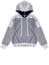 Loewe Striped Drawstring Knitted Hoodie In Blue