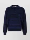 Loewe Mens Navy/black Striped Polo-collar Wool Jumper In Blue