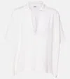 Loewe Striped Wool Polo Sweater In White/burgundy