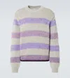 Loewe Striped Wool-blend Sweater In Grey/purple