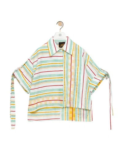 Loewe Striped Workwear Shirt In Cotton, Linen And Silk