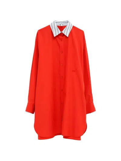 Loewe Striped-collar Mini Shirt Dress In Multi