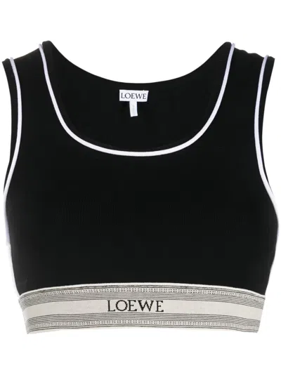 Loewe Stripe-detailing Crop Top In Black