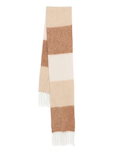 Loewe Striped-pattern Fringed Scarf In Neutral