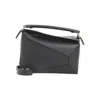Loewe Structured Geometric Handbag In Smooth Calfskin Leather In Gray