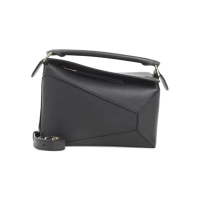 Loewe Structured Geometric Handbag In Smooth Calfskin Leather In Gray