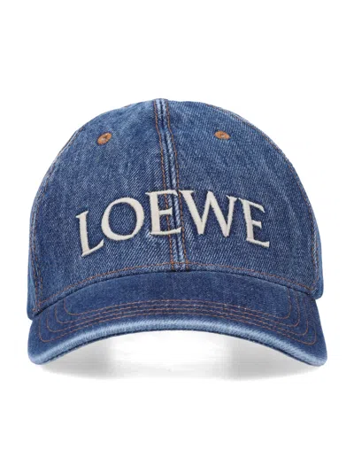 Loewe Structured Logo Cap With Contrast Stitching And Adjustable Fit In Blue