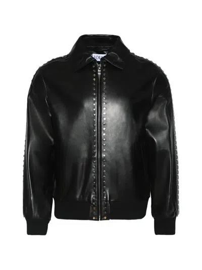 Loewe Studded Leather Bomber Jacket In Black