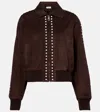 Loewe Studded Suede Bomber Jacket In Brown