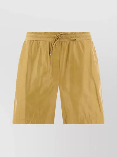 Loewe Stylish Leather Shorts With Pockets And Waistband In Yellow