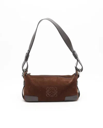 Loewe Suede Anagram Bag In Brown