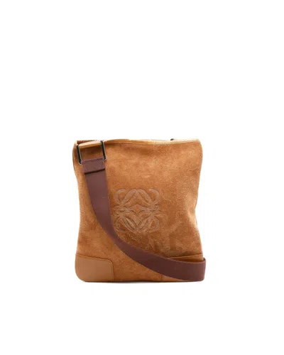 Loewe Suede Anagram Crossbody Bag In Brown