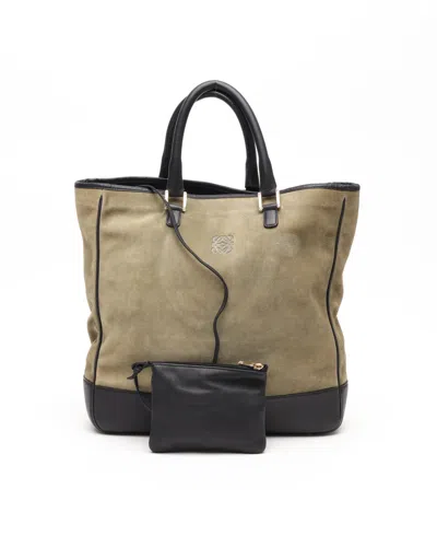 Loewe Suede Anagram Tote Bag In Black