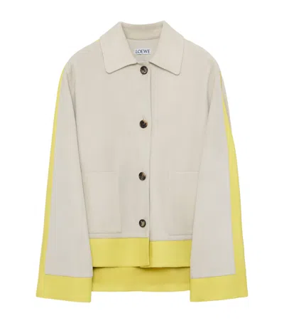 Loewe Suede And Leather Panelled Jacket In Neutral