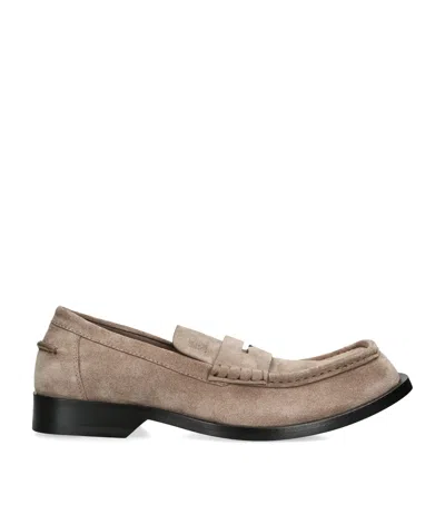 Loewe Bobine Logo-debossed Suede Loafers In Brown