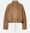 Shop Loewe Suede Bomber Jacket In Brown