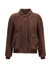 Loewe Suede Jacket Collared Design Front Pockets In Brown