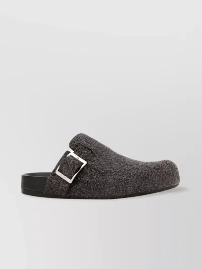 LOEWE SUEDE BUCKLE SLIPPERS TEXTURED FINISH