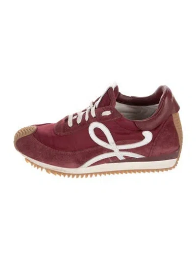 Pre-owned Loewe Suede Colorblock Pattern Athletic Sneakers In Burgundy