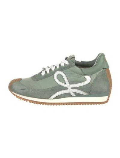 Pre-owned Loewe Suede Colorblock Pattern Athletic Sneakers In Green