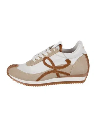 Pre-owned Loewe Suede Colorblock Pattern Chunky Sneakers In White