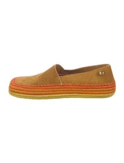 Pre-owned Loewe Suede Colorblock Pattern Espadrilles In Orange