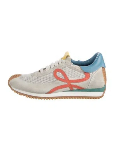 Pre-owned Loewe Suede Colorblock Pattern Sneakers