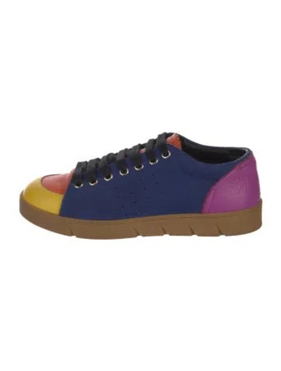 Pre-owned Loewe Suede Colorblock Pattern Sneakers In Blue